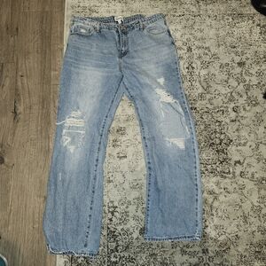 's Light Blue Distressed Flare Jeans